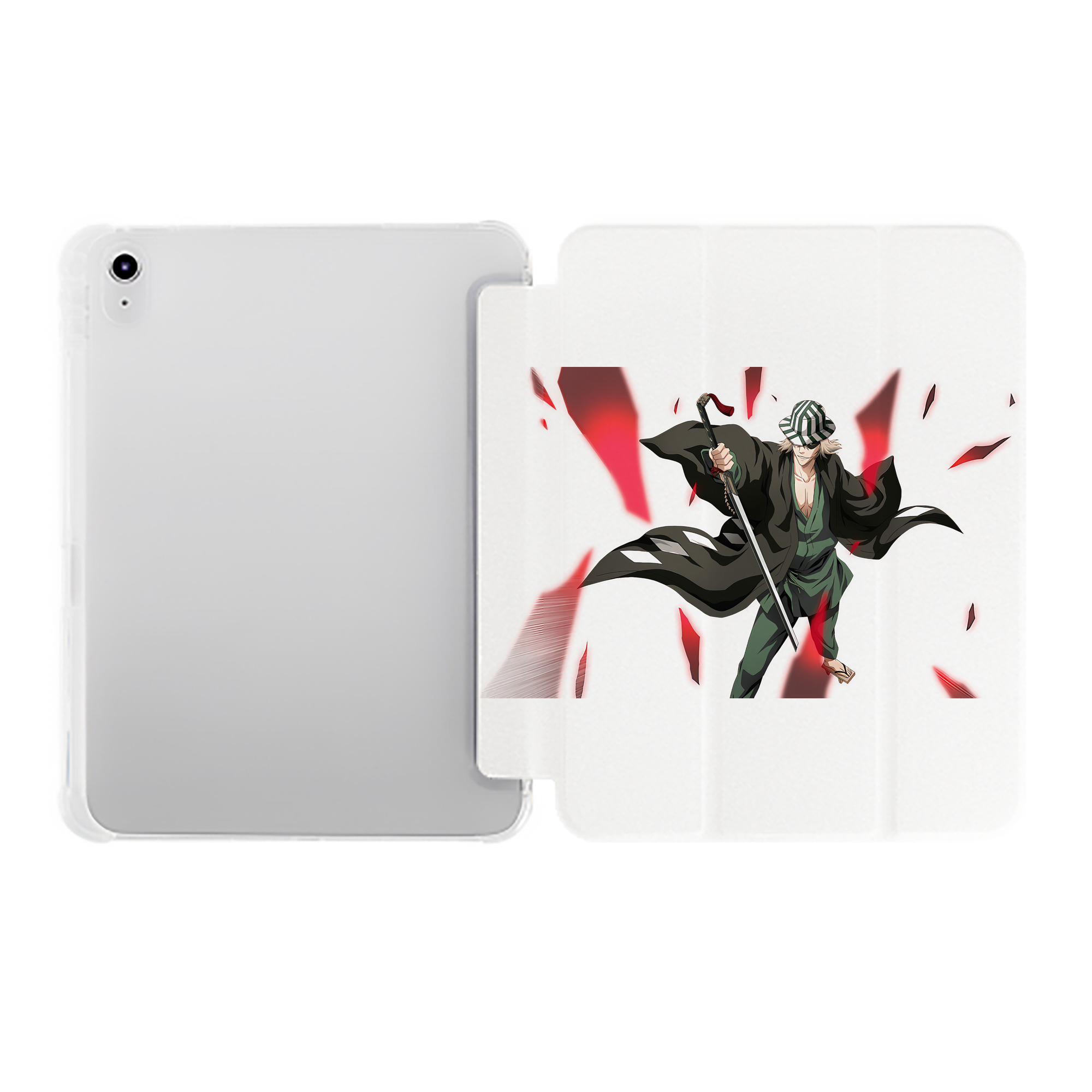 （画像用） "ブリーチ 浦原 喜助（うらはら きすけ） BLEACH Urahara Kisuke " IPad ケース ペン収納付き 三つ折りスタンド PUレザー×シリコン 対応機種9.5/10.5/10.9インチ